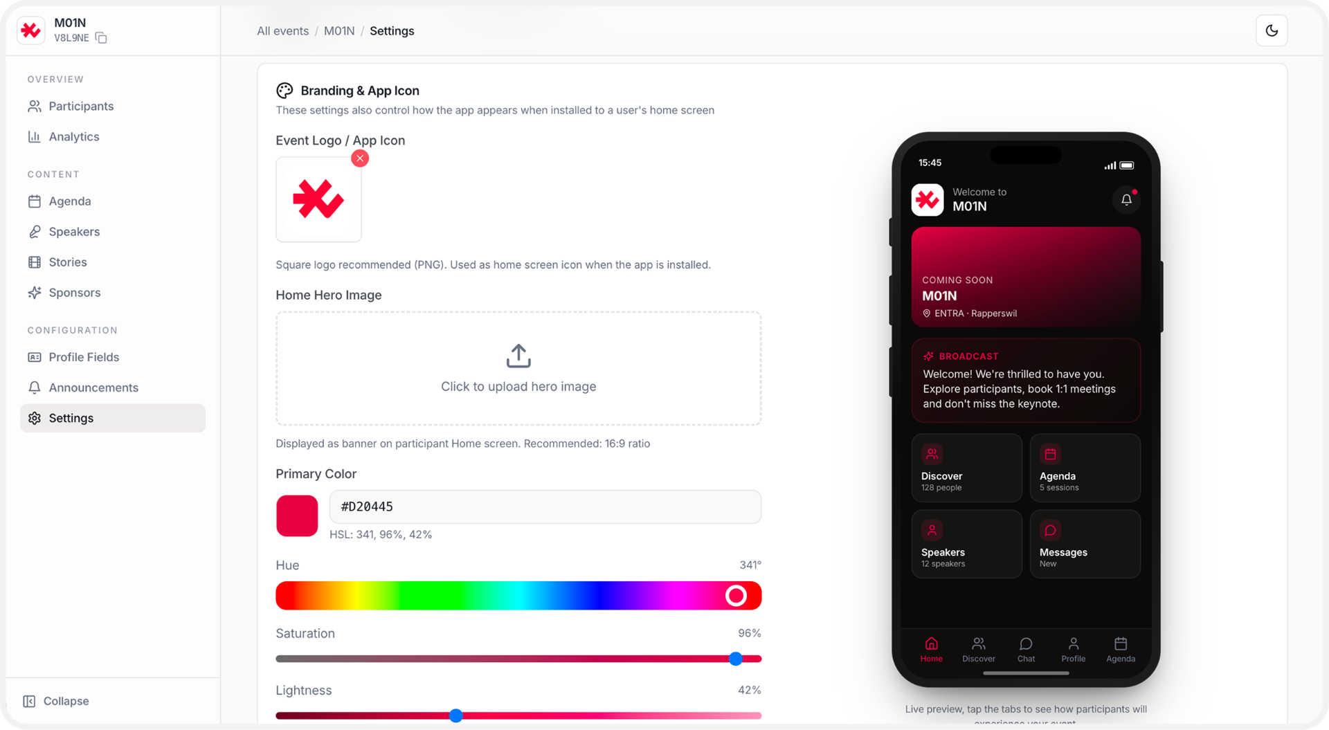 Conferras dashboard preview